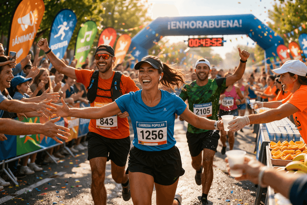 Corredores llegando a la meta de una carrera popular